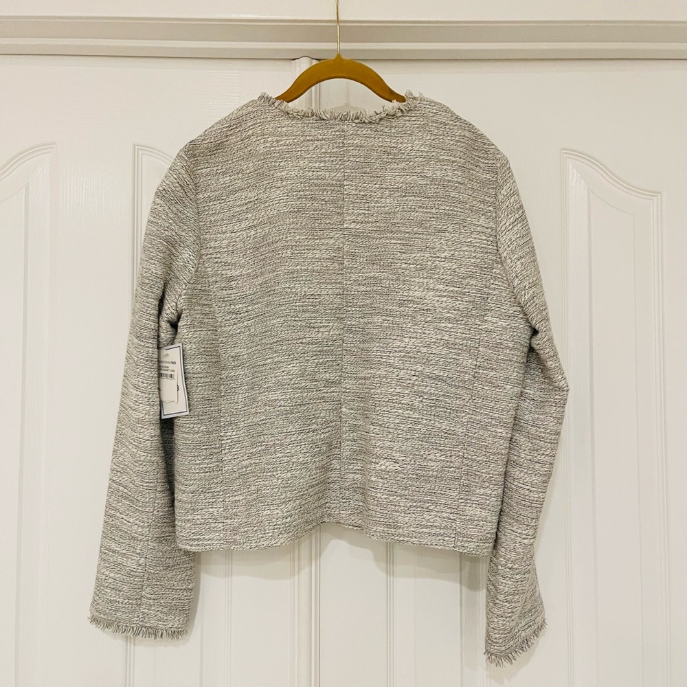 Nordstrom Susina Tweed Light Gray Women's Blazer Jacket XL cotton - Picture 2 of 9